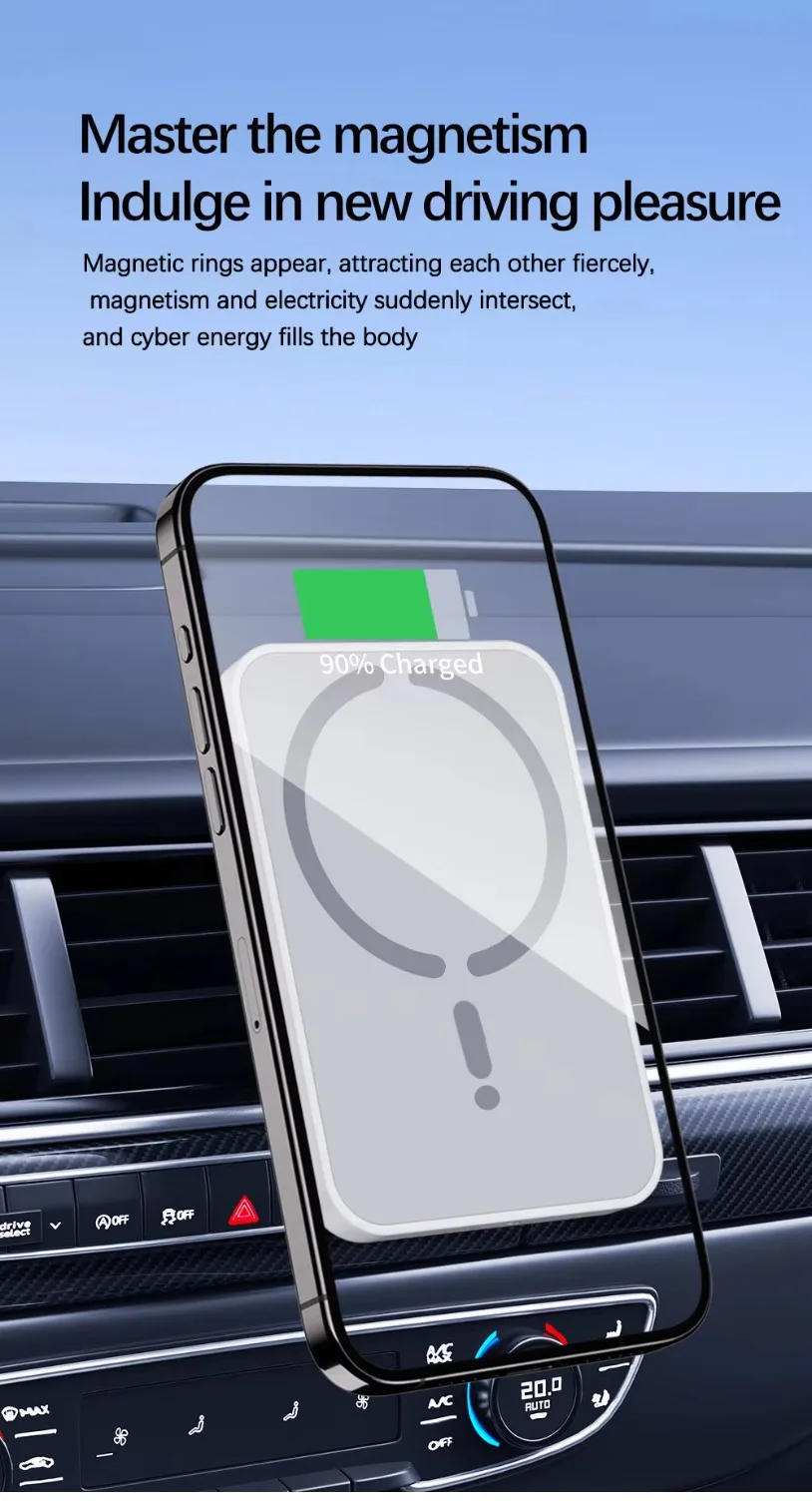 15W Magnetic Car Wireless Charger For Magsafe iPhone 16 15 14 13 12 Pro Max Air Vent Car Phone Holder Stand Fast Car Charging