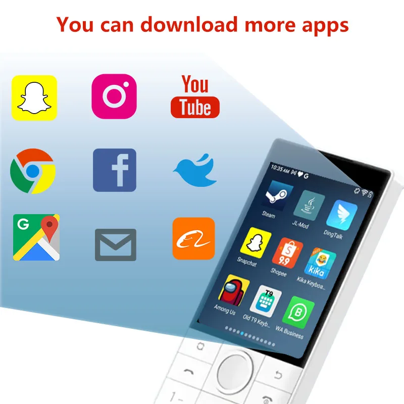 Qin F22 2.8-inch 4G supports Google WiFi Bluetooth, multi-language, buttons and touch screen smartphone 3