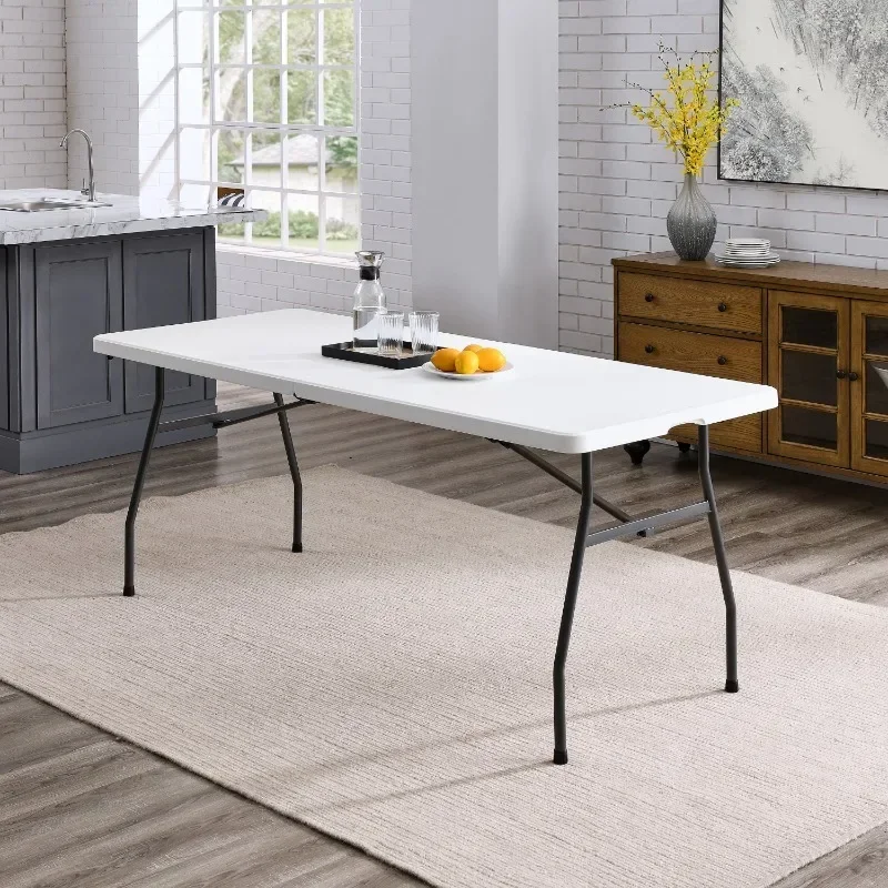 

Mainstays 6 Foot Premium Fold-in-Half Table, White Granite