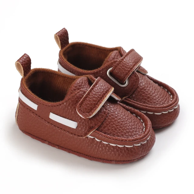 Newborn Baby Prewalker Girls Boys Casual Shoes Leather Non-Slip Soft-Sole Infant Toddler First Walkers 0-18M Baptism E33 Brown
