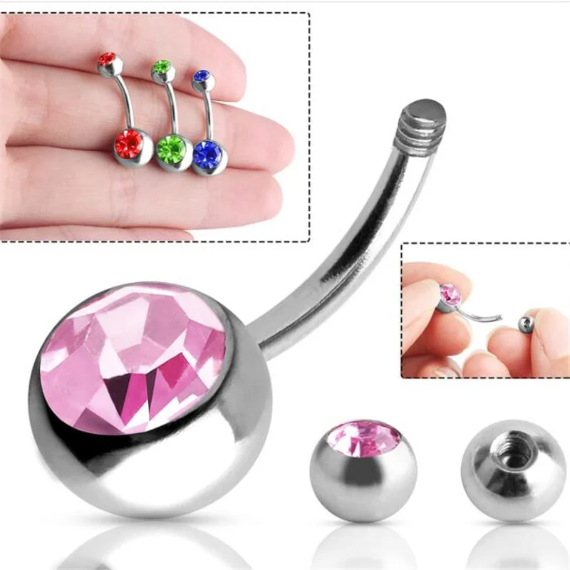 Anneaux Nombril Kakonia 14G En Acier Chirurgical - 6 Pièces Or Rose Avec Zircon | Piercing Femme