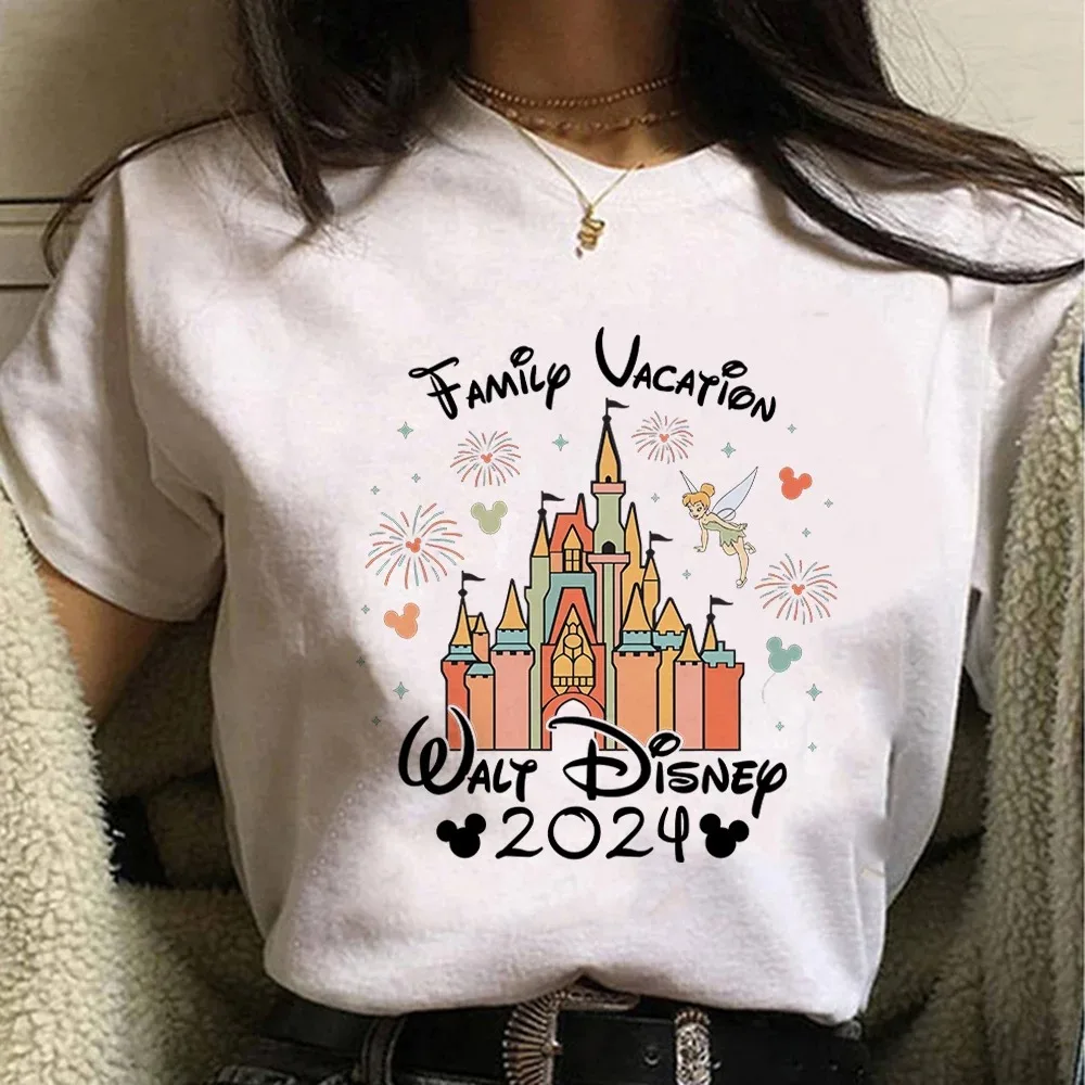 Disney Castle Print 2024 Clothes for Women Aesthetic Fashion Trend Vacay Mode T-shirts Magic Kingdom Travel Summer Woman Blouses