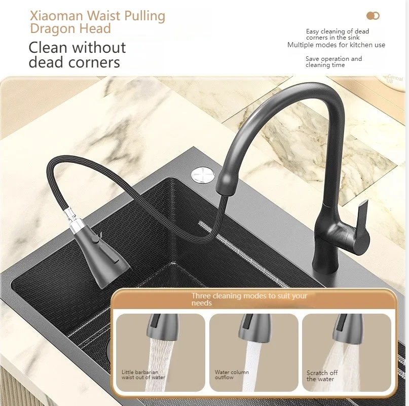Drop In Stainless Steel Kitchen Sink Nano Embossed Large Single Slot Undermount Basin Dishwasing Sinks For kitchen