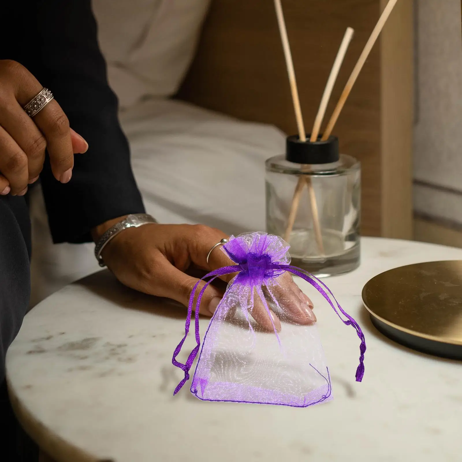 100 Pcs Drawstring Bag Sachet Empty Bags for Lavender Perfume Sachets Drawers Small