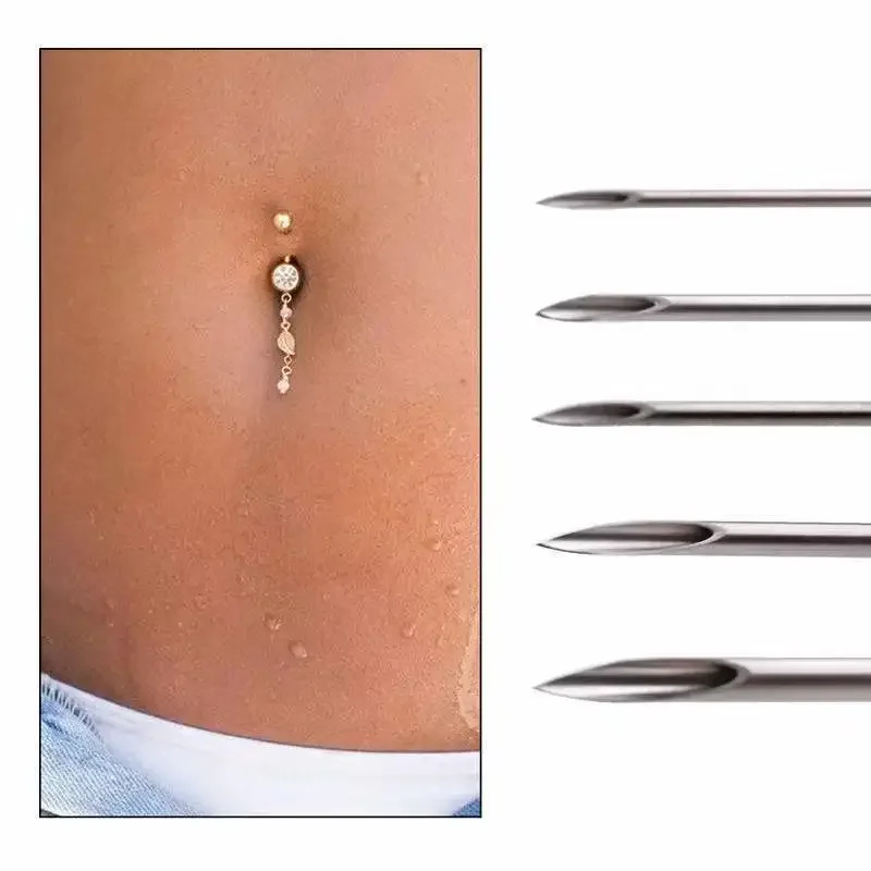 10/30/50 peças corpo piercing agulha lote de aço cirúrgico 16g descartável esterilizado piercing agulha tatuagem nariz mamilo pircing