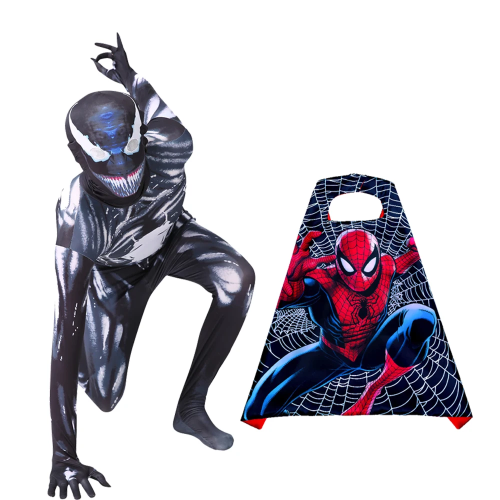 マーベルブラックスパイダーマン衣装黒化スパイダーマン男の子コスプレ