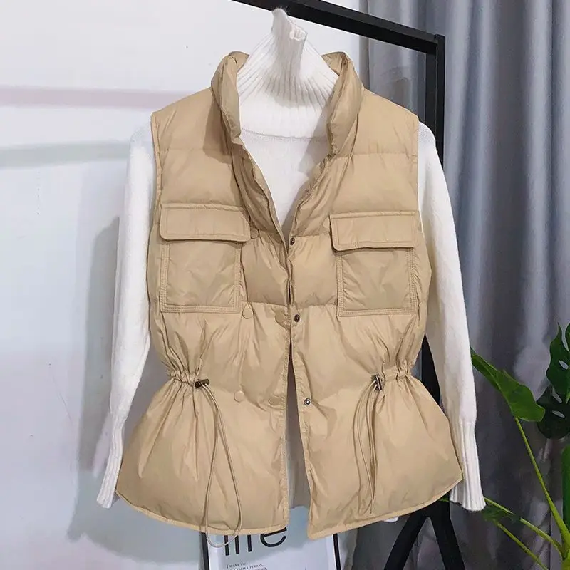 

New Autumn Winter 90% Ultra Light Down Vest Women Short Vests Korean Stand Collar Duck Down Vest Jacket Warm Waistcoat