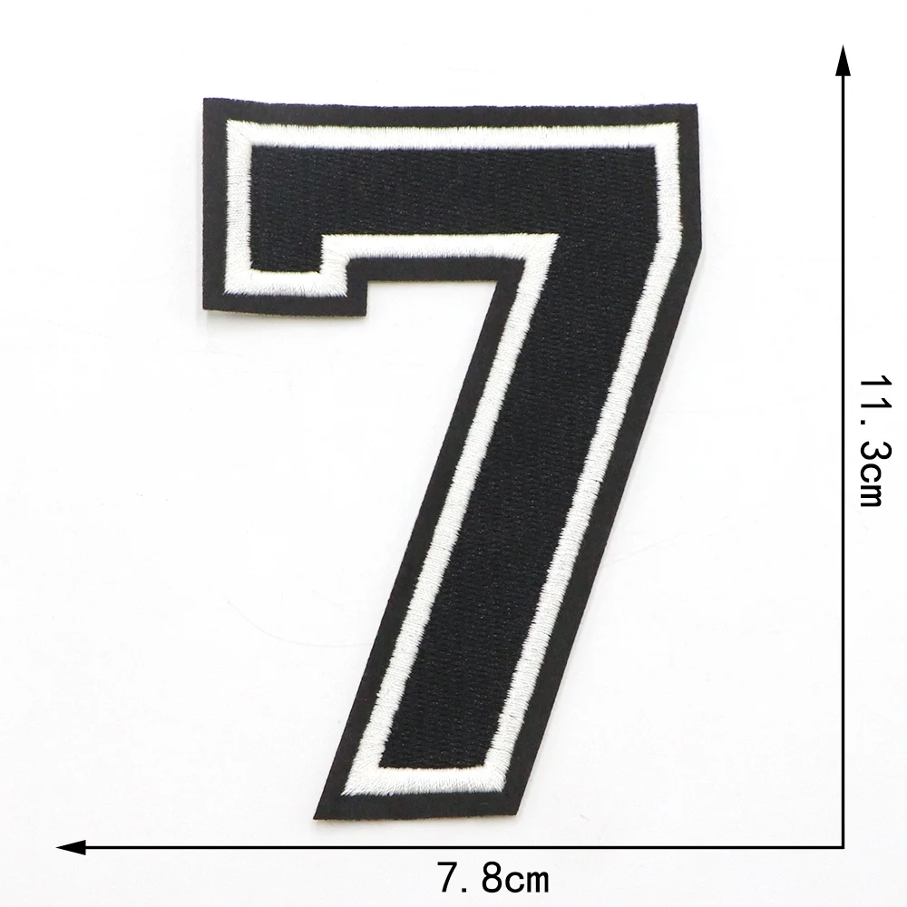 1pc schwarz 11,3 cm Zahl Zahl Ziffer Buchstaben Patches gestickt Eisen auf Patch für Kleidung Abzeichen Paste für Kleider tasche Jeans – Detail 9