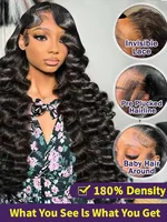 13x4 Hd dentelle frontale perruque lâche vague profonde bouclés cheveux humains 100% pré-plumé 13x6 vague d'eau avant perruques pour les femmes noires brésiliennes 4
