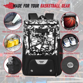 Sports Training Equipment Basketball Backpack with Separate Ball holder & Shoes Compartment Gym Backpack for Basketball Soccer 4