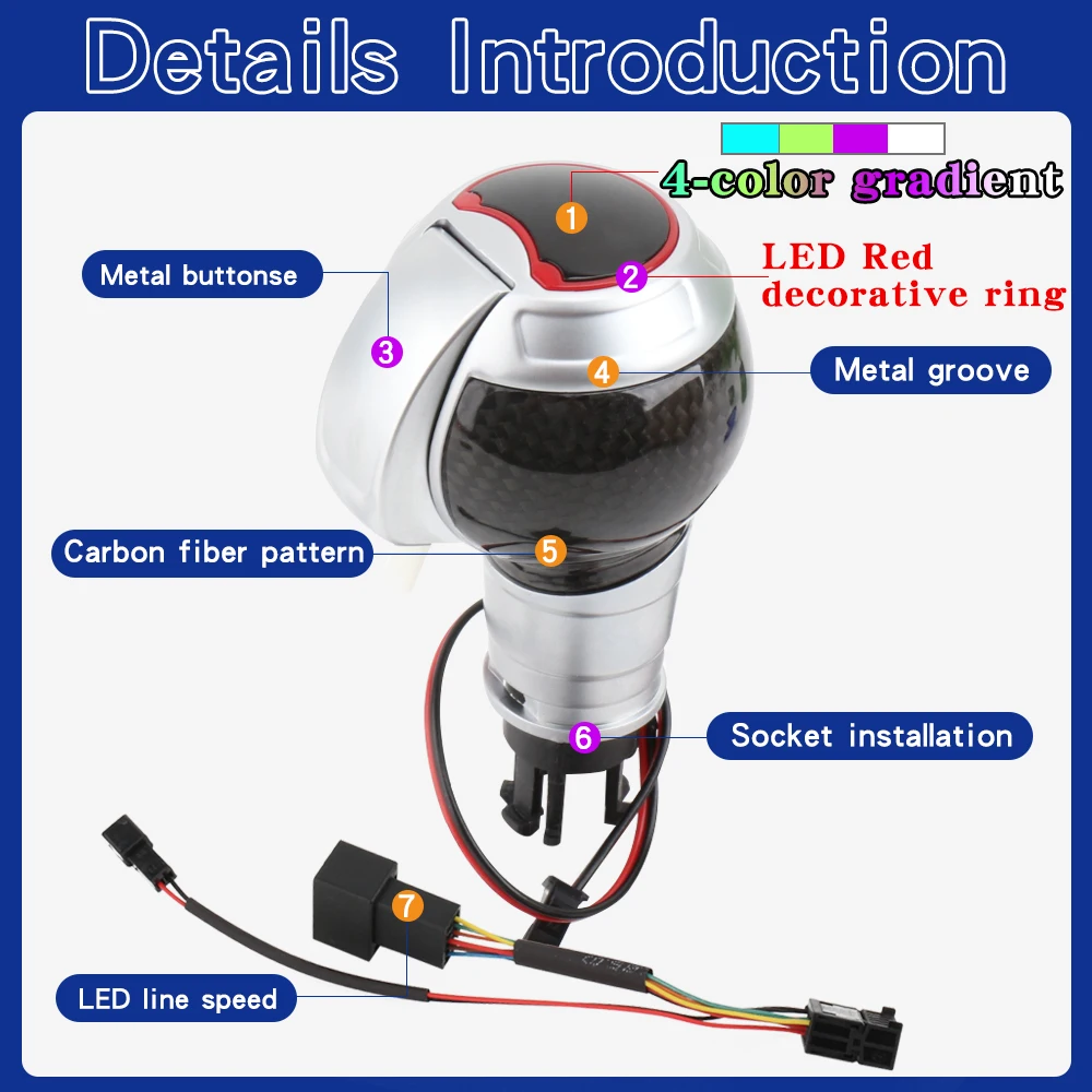LED Gear Shift Knob shifter for Audi A3 8V A6 C7 S3 RS3 Q3 S6 S7 RS6 S4 S5 A7 Q5