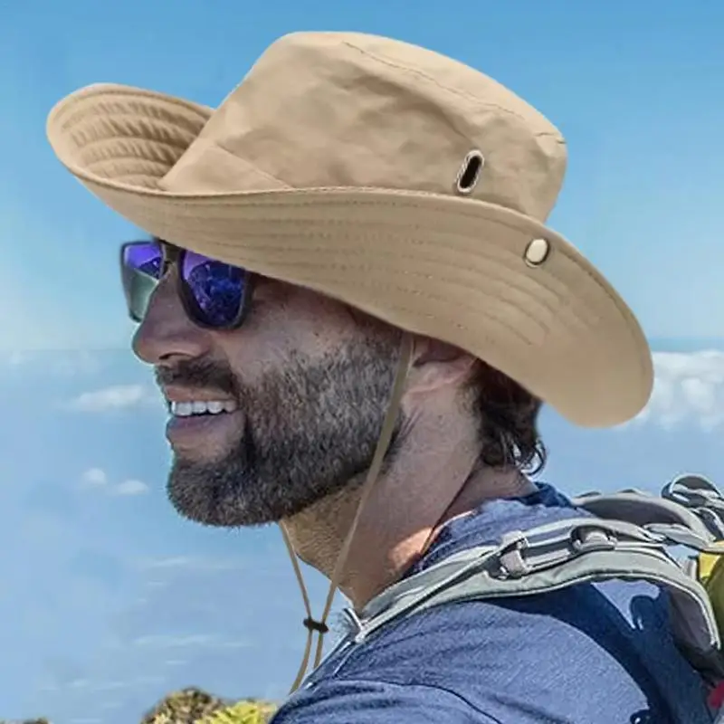 Fishing Hat For Men Sun Protection Windproof Sun Hat Men Fisherman Wide Brim Bucket For Camping Gardening Beach