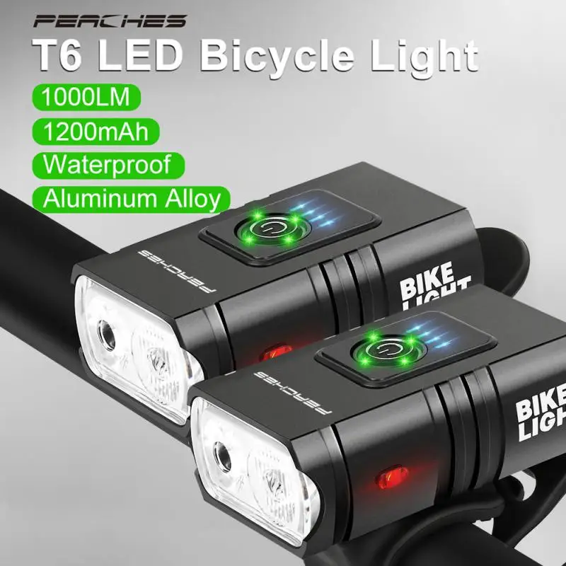 2pcs T6 LED 1000 Lumen Front And Rear Bicycle Light Rechargeable MTB Bike Headlight Фонарь