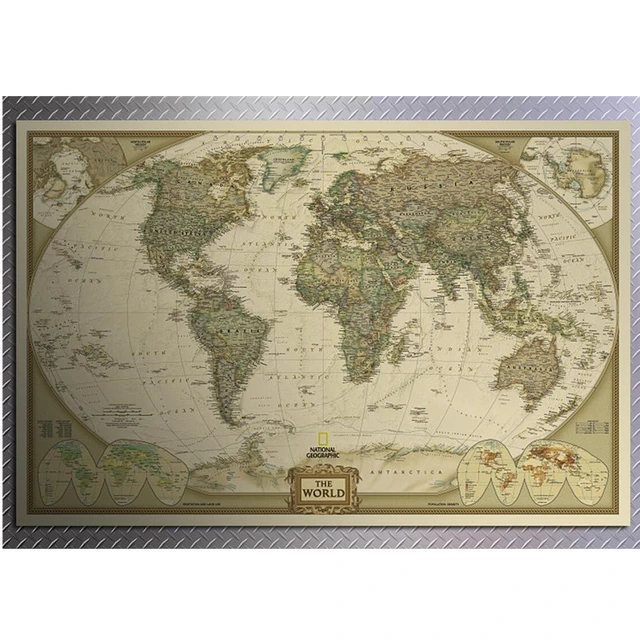 ヴィンテージの世界地図の詳細なアンティークポスター,家の装飾の