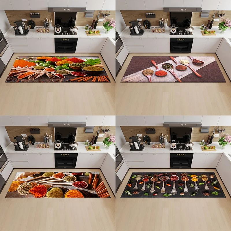 

Spice Print Pattern Floor Mat Door Appetite Decoration Living Room Kitchen Rug Non-slip Home Decor