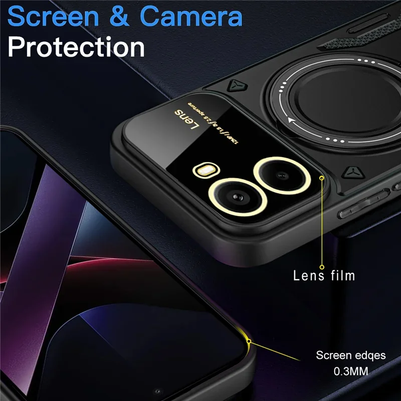 Luxury Armor Rugged Magnetic Holder Case with Lens Protection Cover