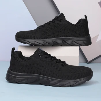 ZERJER Full Black Flying Knit Men Sneakers, Breathable Lightweight Non-Slip Casual Running Walking Athletic Shoes for Outdoor Da 1