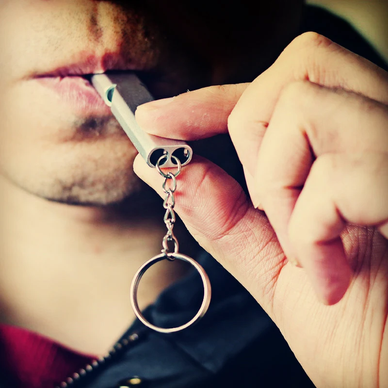Stylish Whistle Keychain Customized Double Pipe High Decibel Outdoor Emergency Survival Engraved Logo Name Anti-lost EDC DK383