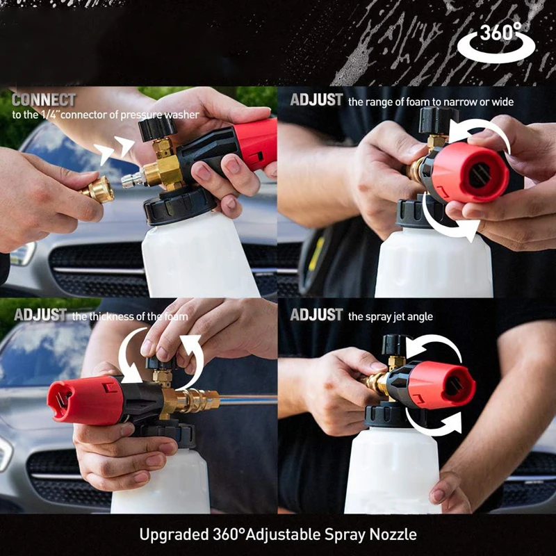 Foam Nozzle Snow Foam Lance Adjustable Angle 1/4 Quick Connection Car Wash