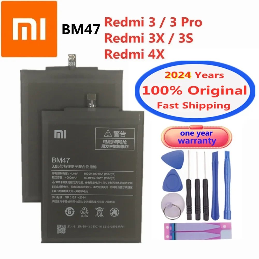 

Оригинальный аккумулятор BM47 2024 года для телефона Xiaomi Redmi 3 3S 3X 4X 3pro 3 Pro, высококачественный аккумулятор, батареи, быстрая доставка