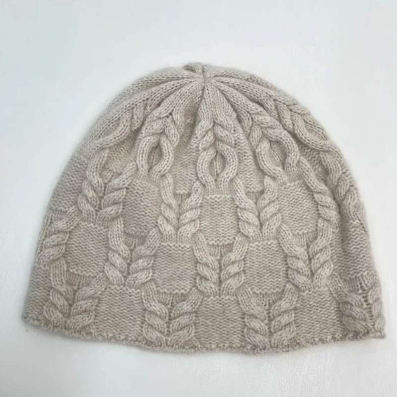 

Large Head Wearable Three-dimensional Relief Women 100% Cashmere Hat 2023 Winter