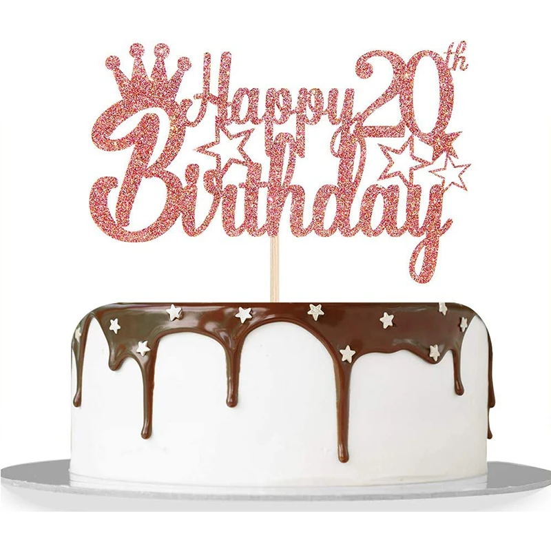 Decorations De Gateau En Or Rose A Paillettes Joyeux Anniversaire De Ans Nombre D Etoiles Decorations De Gateau De e Anniversaire De Filles Decoration De Gateau De Fete D Anniversaire Aliexpress