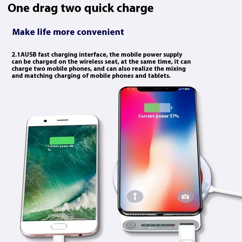 New 20000mAh Portable External Battery Power Bank Qi Wireless Charger PowerBank For iPhone X 8 Plus Samsung S10 S9 S8 Poverbank 6