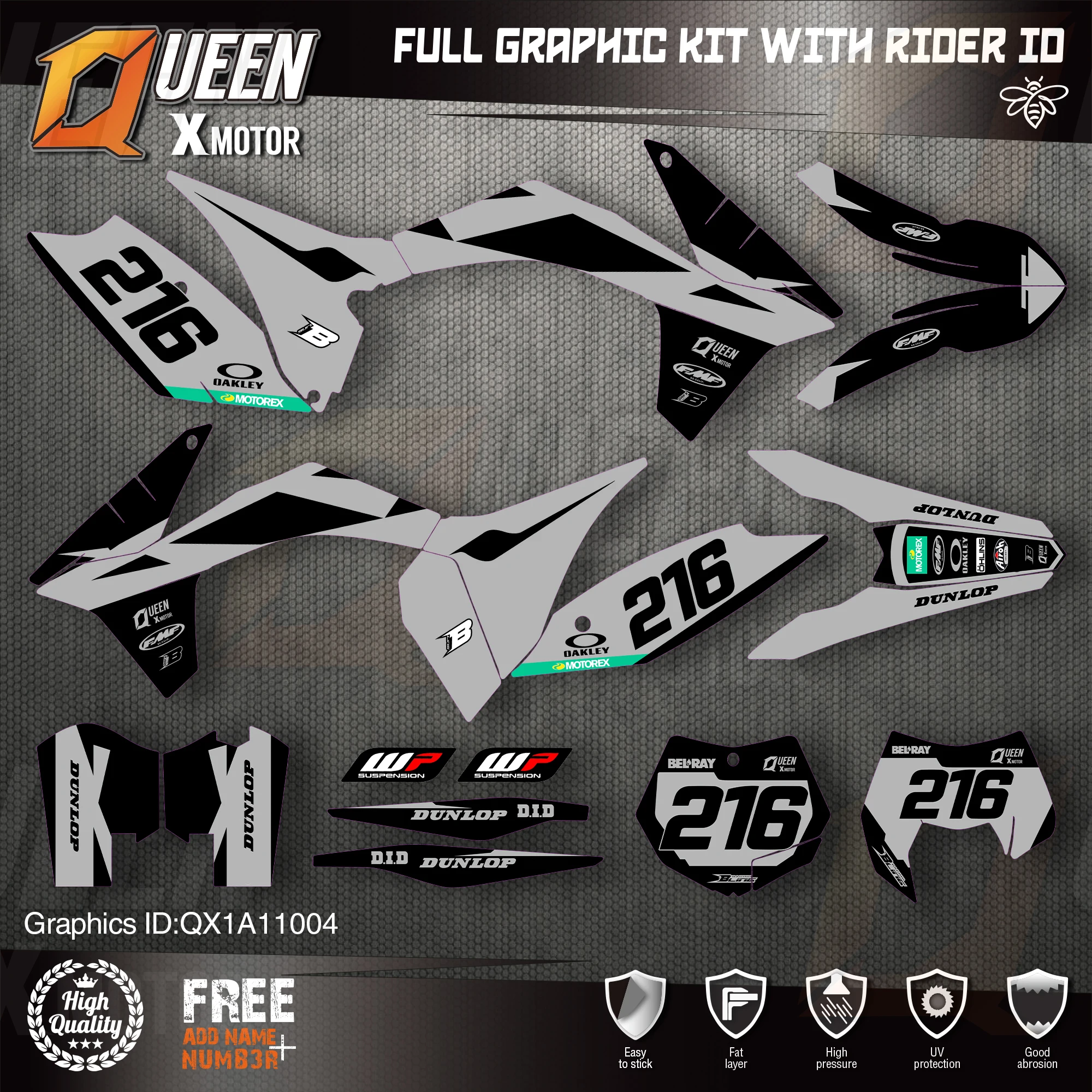 

QUEEN X MOTOR Custom Team Graphics Decals Stickers Kit For KTM 2011 2012 SX SXF , 2012 2013 EXC XC-W EXC-F 004