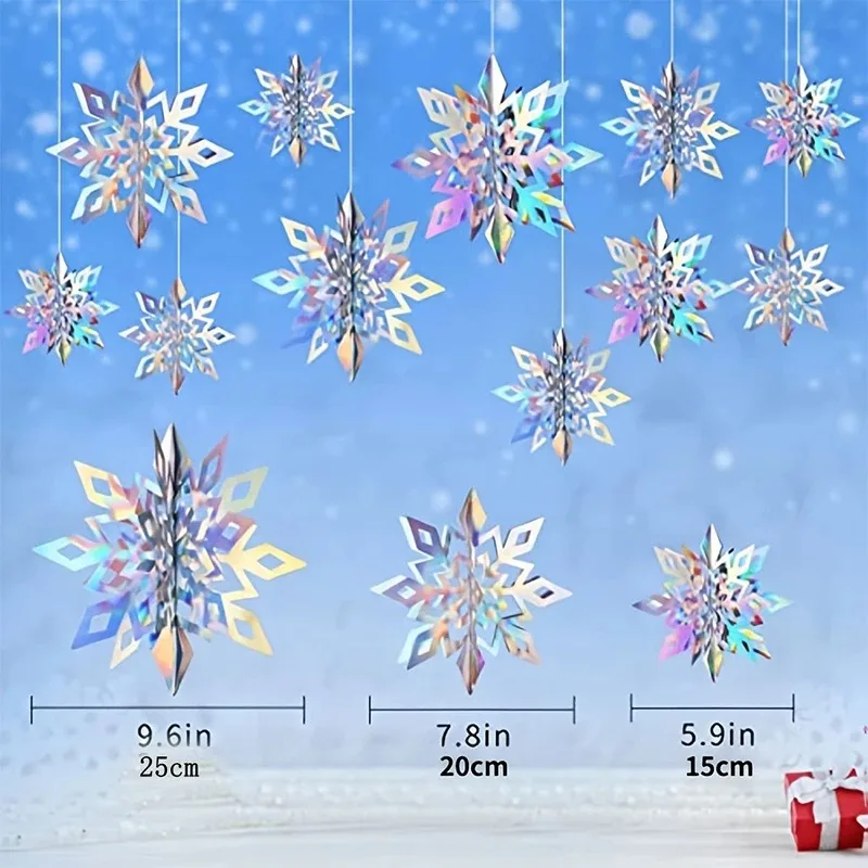 Christmas Snowflake 15/20/25CM Hanging Christmas Tree Ornament Xmas Home Decor Navidad New Year Decor Accessories Christmas Ornaments Winter Snow Decoration 6Pcs