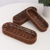 Fashion Plastic Imitation Rattan Storage Basket Universal Oval Picnic Basket Home Desk Decoration Faux Wicker Tray 4