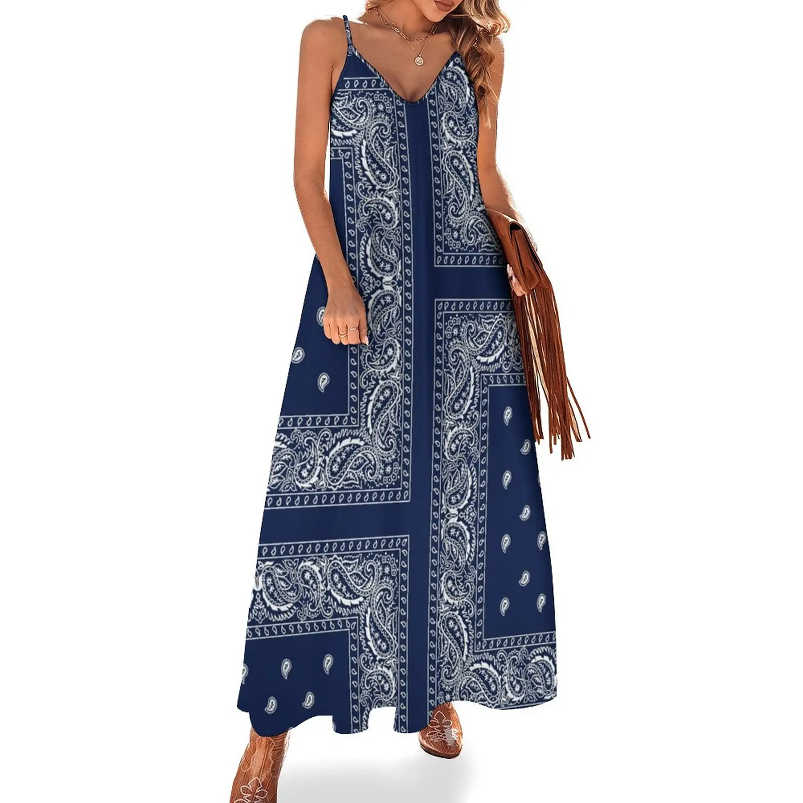 

Bandana - Blue - Paisley Bandana Sleeveless Dress birthday dresses for women luxury women's party dress evening prom