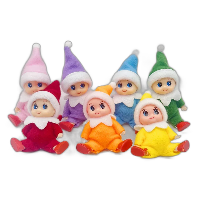 Bambole Di Peluche Di Natale Sullo Scaffale Decorazioni Per La Casa Del Bambino Degli Elfi Delle Ragazze E Dei Ragazzi Dell'Elfo Del Bambino Di Plasti