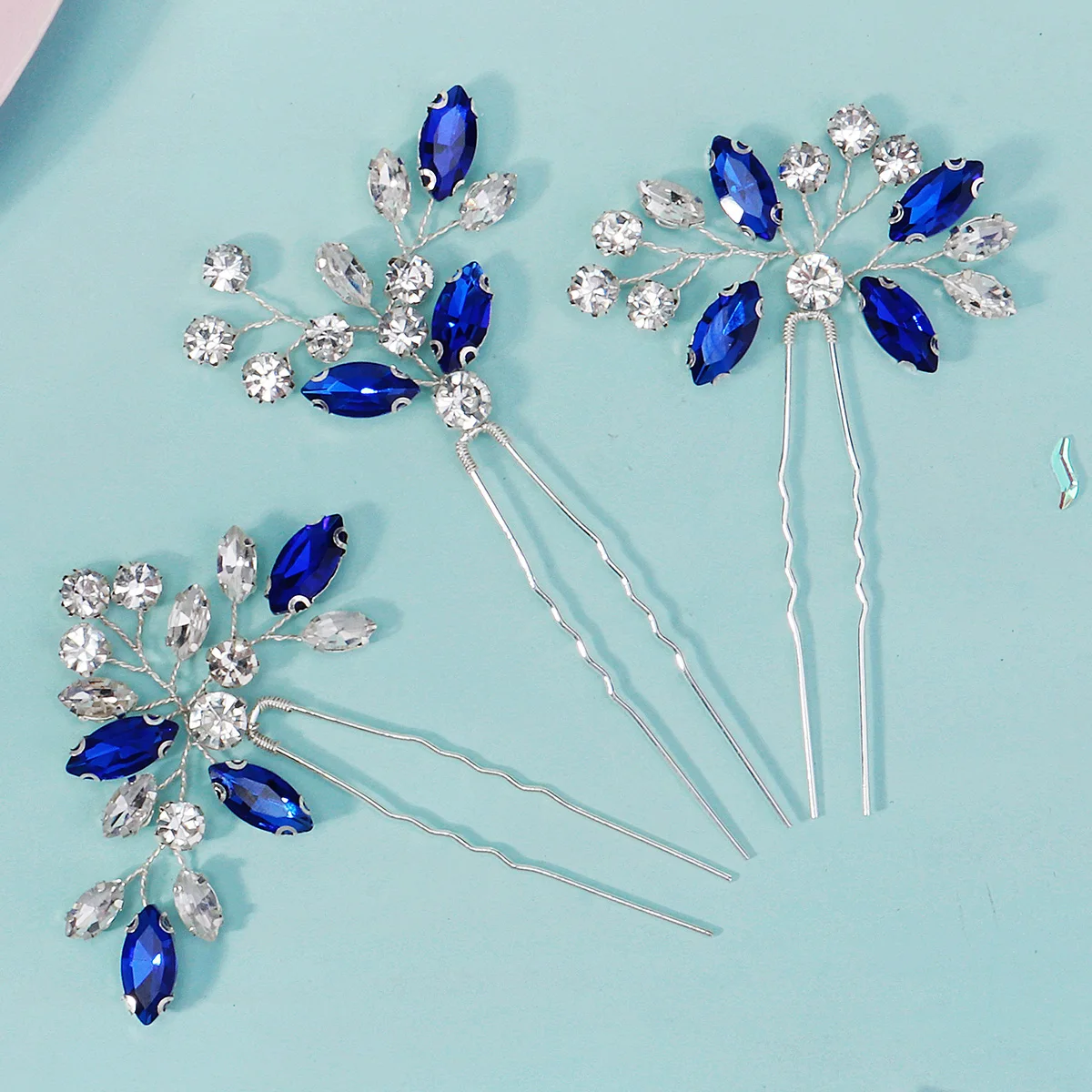 3-teiliges Luxus-Set Silberne Kristall-Haarnadeln Funkelnder Hochzeits-Haarschmuck für Braut & Brautjungfern Fein Handgefertigter Haarschmuck – Detail 13