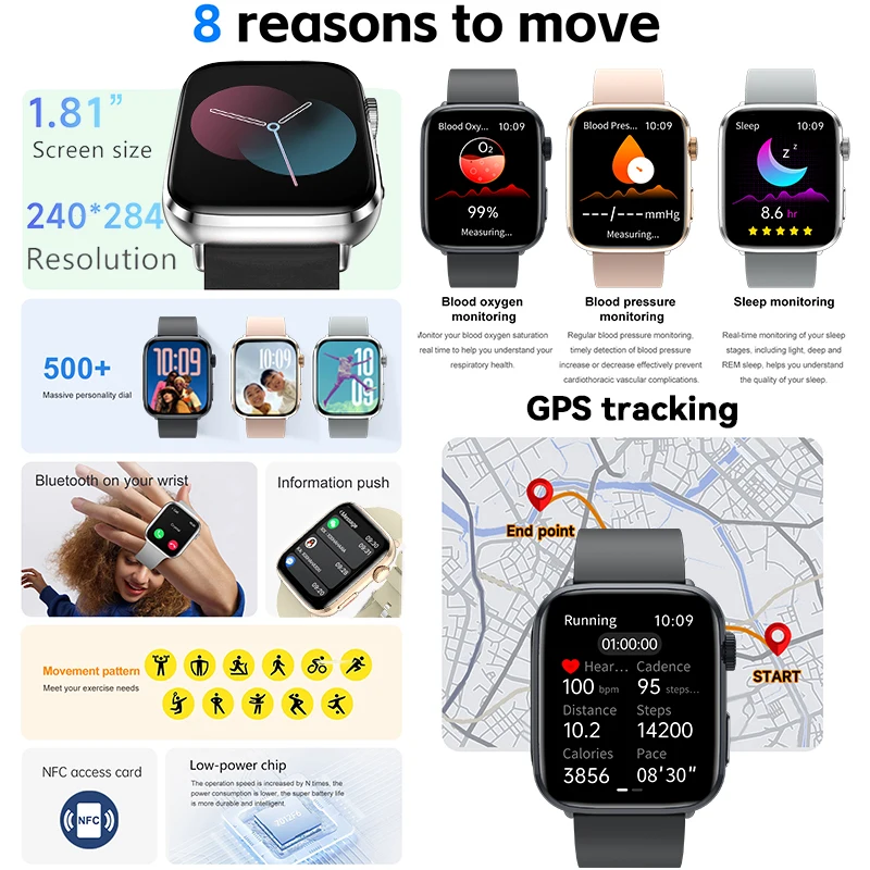 2025 New For Xiaomi Series 10 NFC Watch Men AMOLED Screen Bluetooth Call GPS Sport Waterproof Health Tracker Smartbracelet Women 2