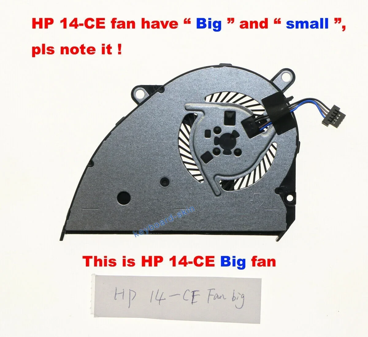 

New For HP 14-CE Series 14-CE1002TU 14-CE1003TU 14-CE2000TU 14-CE2001TU Laptop CPU Fan Big version