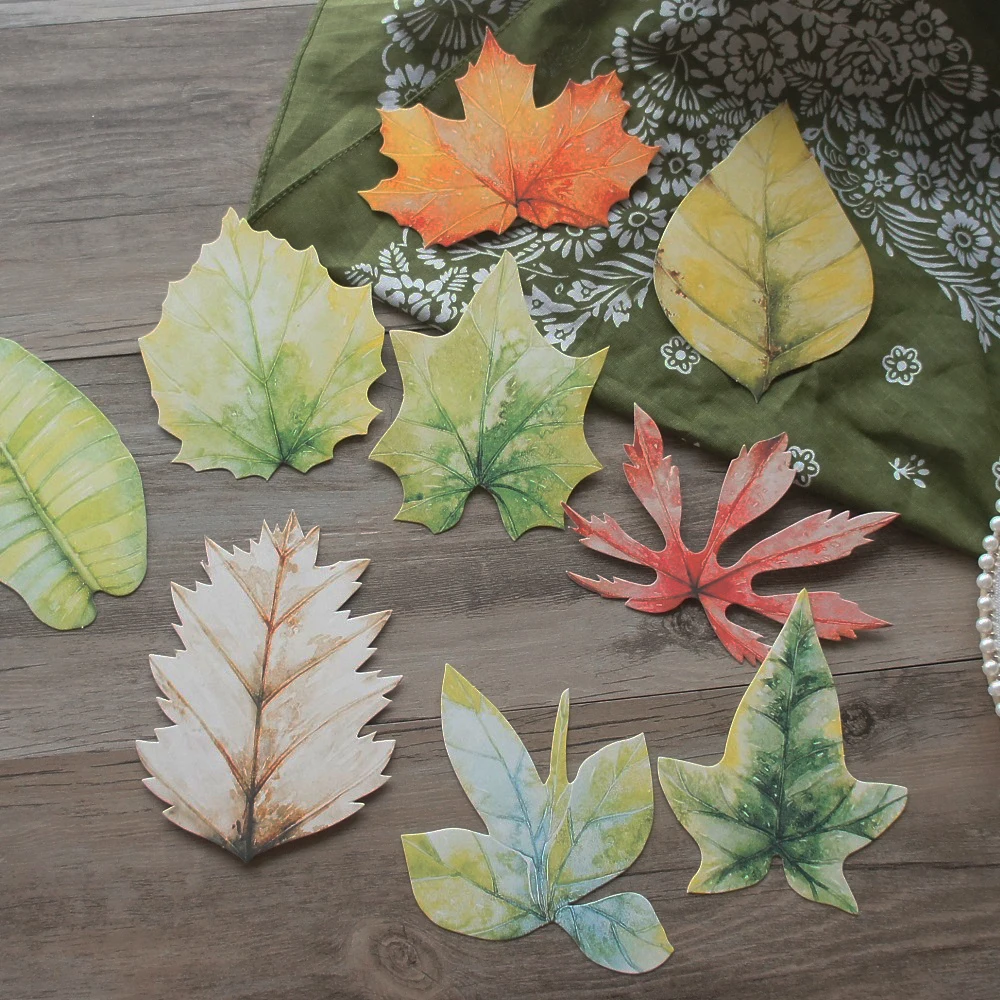 

15pcs Green Watercolor Natural Leaves Design As Scrapbooking Party Invitation Gift Card Message Postcard Greeting Card