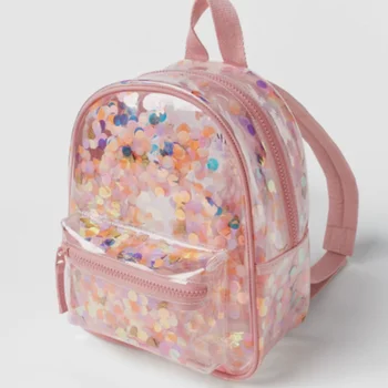 2026 New Confetti Transparent Backpack Ladies School Bag Color Confetti Ornament Backpack 1
