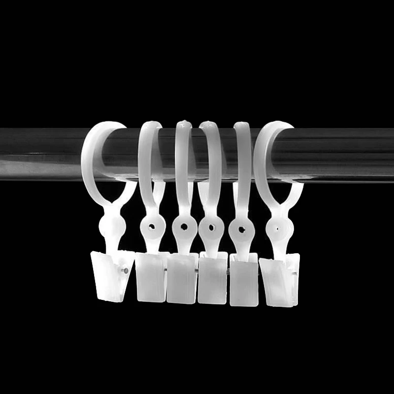 10pcs Plastic Shower Curtain Clips Roman Rod Ring Hooks Curtain Buckle