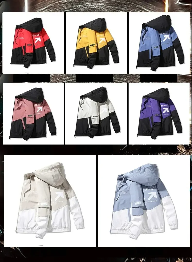 Description Picture 5 of itemMen's Hooded Fashion Printed Jacket 2024 Spring And Autumn Clothes Men Jacket Size 4XL Outwear Hooded Wadded Coat Slim Parka