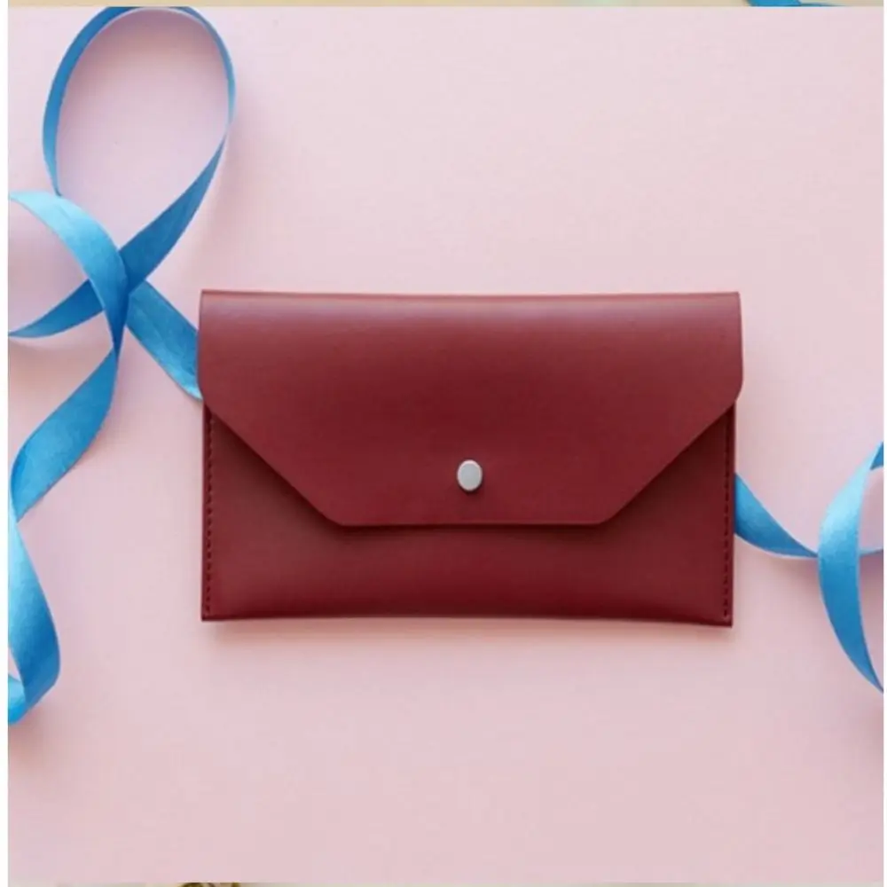 Envelope Wallet PU Leather Cash Envelope Wallet Classic Fashion Women's Ferrule Name Card Holder Gift