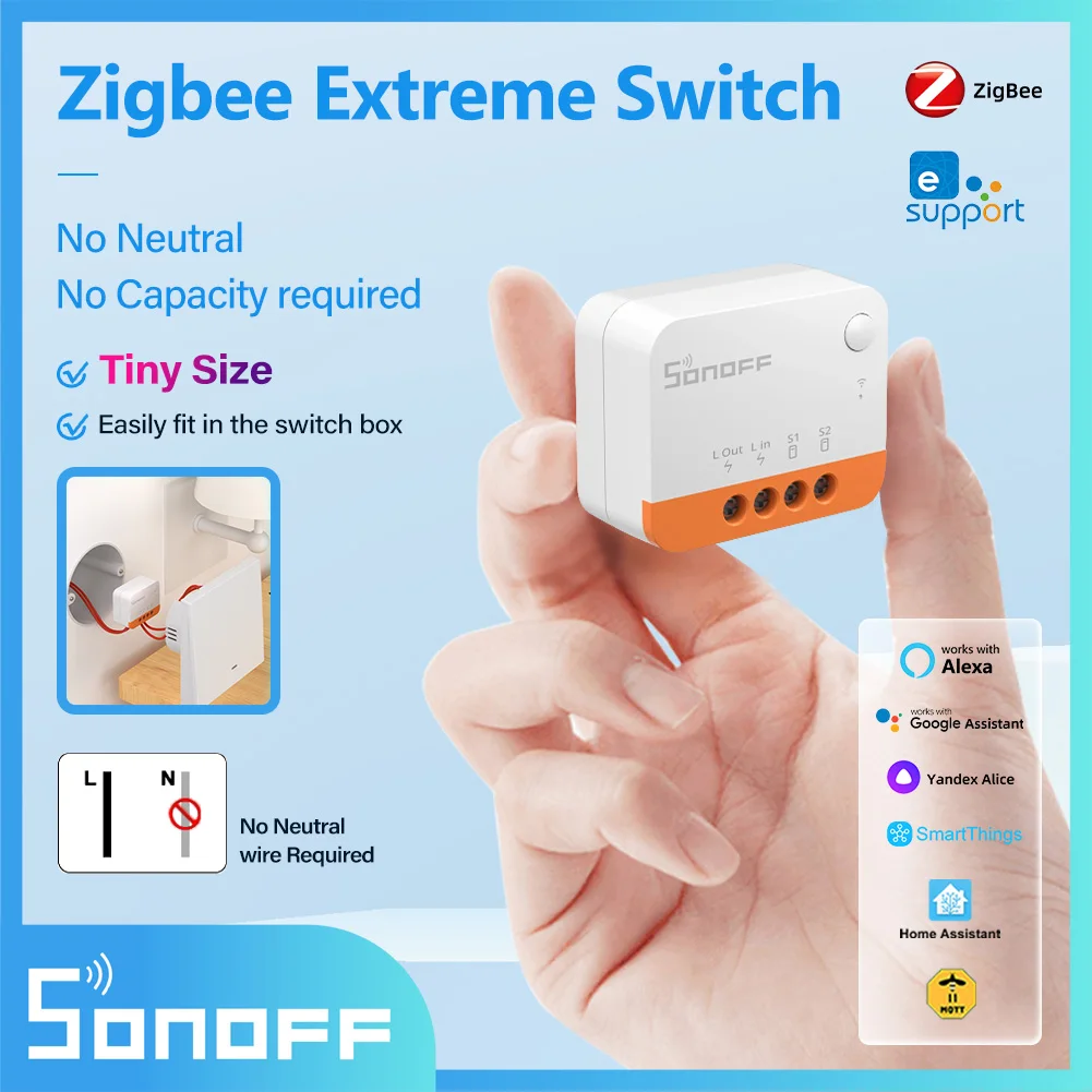Sonoff-zigbee Interruptor Elétrico Inteligente Zbmini-l2 sem Fio Neutro Single Live Trabalhar com Mqtt Alexa ha Smarttings Extreme