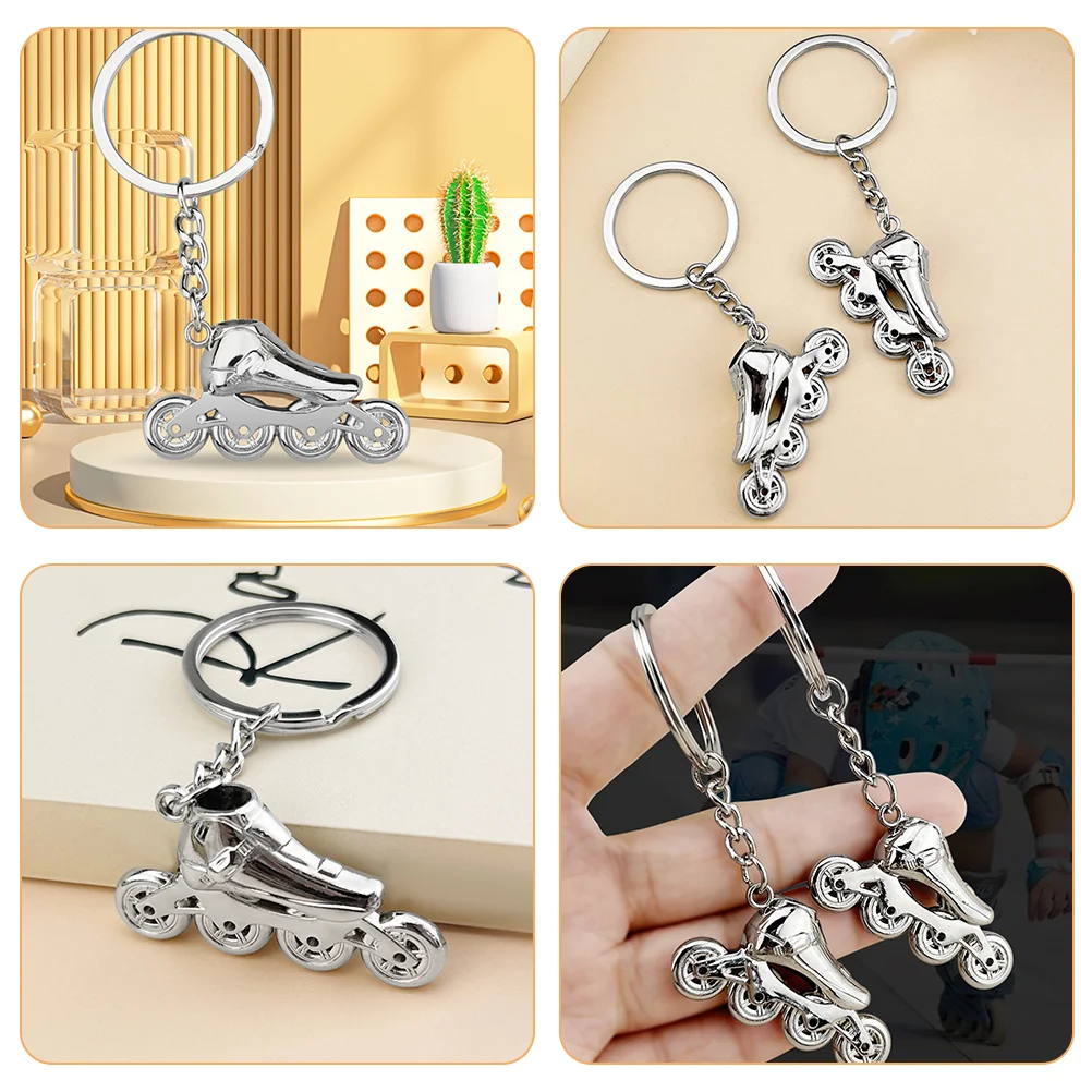 Roller Skate Keychain Silver Chains Backpack Keychains for Girls Skating Rings Keys Ice Skates Wallet