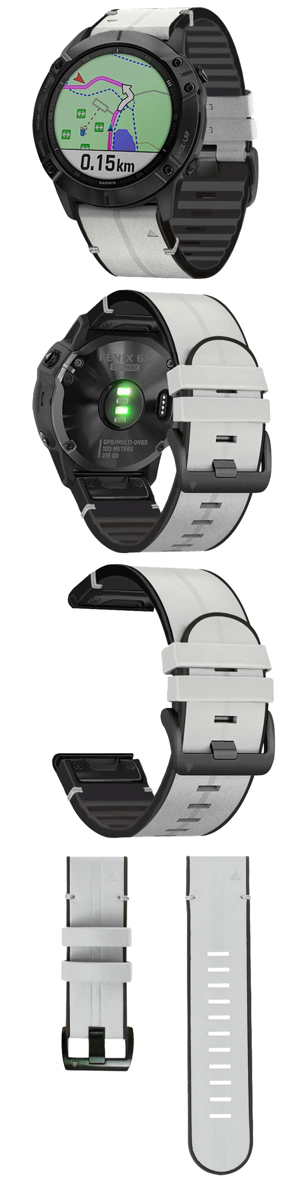 Silikon-Leder 22 26 mm Quickfit-Armband für Garmin Watch Fenix 8 51 47 mm E 7X 7 Pro 6X 6 Pro 5X 5 Plus Enduro 3 2 Armband – Detail 3