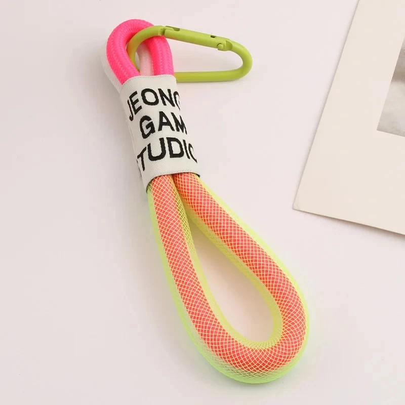 Key Rings Creative Iridescent Braid Rope Keychain Carabiner Key Ring For Backpack Pendant Accessorie Hanging Cord Jewelry