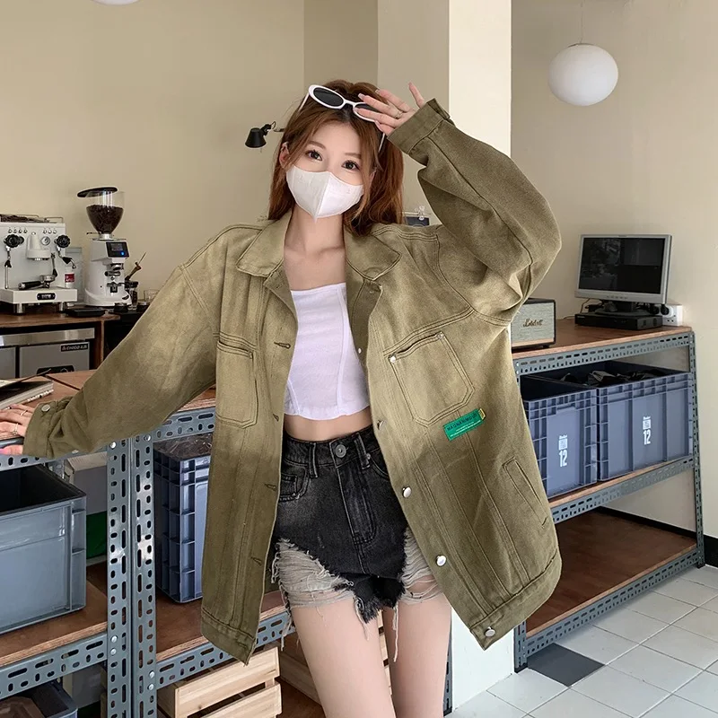 

2023 New Vintage Harbor Style Denim Work Clothes Loose Long-sleeved Jacket Free Shipping
