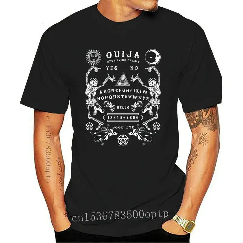 

Забавная футболка Ouija, Мужская футболка с каркасами, Мужская черная Повседневная Уличная одежда, футболка с коротким рукавом и круглым вырезом, топы