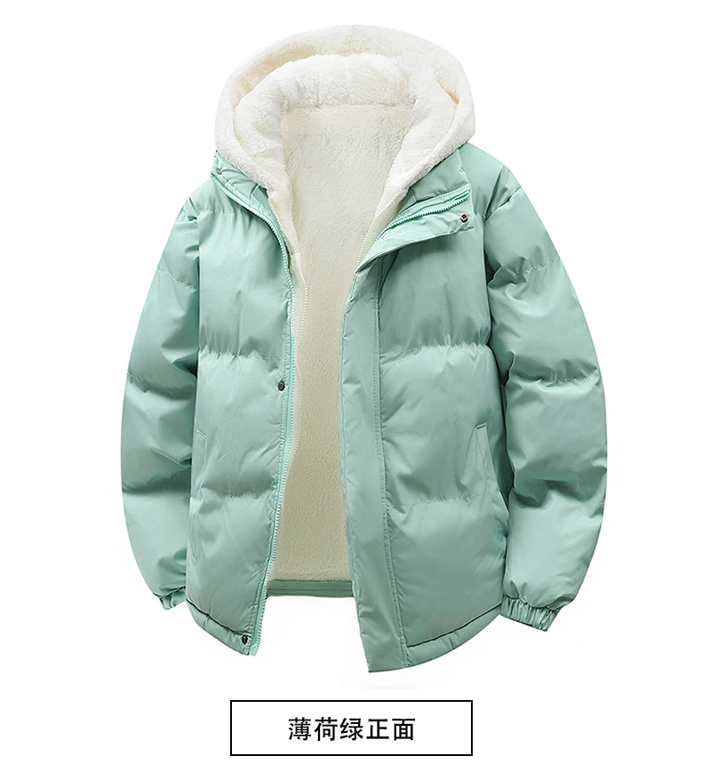 Puffer Jacket Men's Plush Thickened Parkas New Men's Hooded Fake Two Piece Winter Lamb Wool Jacket Male Fleece Liner Warm Coat