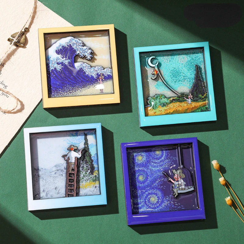 

Home Personalized Creative Magnet Refrigerator Decoration Cute Cartoon Van Gogh Anime Famous Painting Refrigerator Sticker