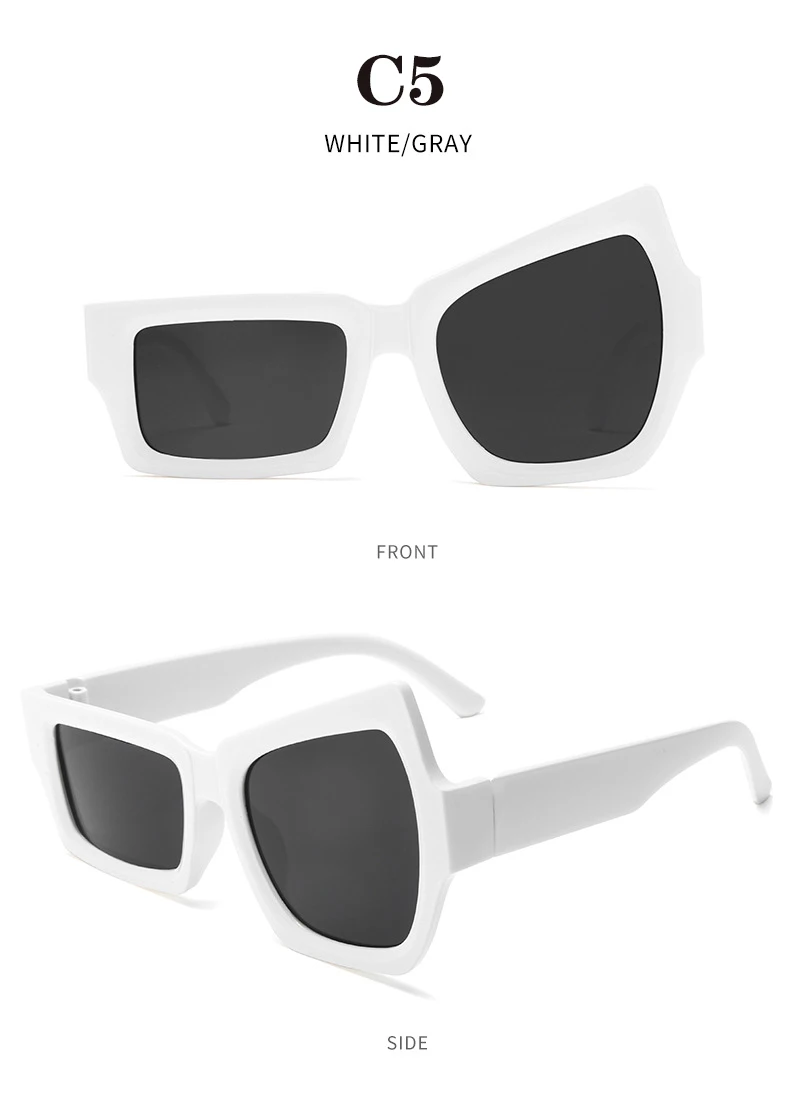 Neue Mode Persönlichkeit Männer Hip Hop Übertriebene Sonnenbrille Asymmetrische Größe Augenbraue Pick Frauen Oculos – Detail 12