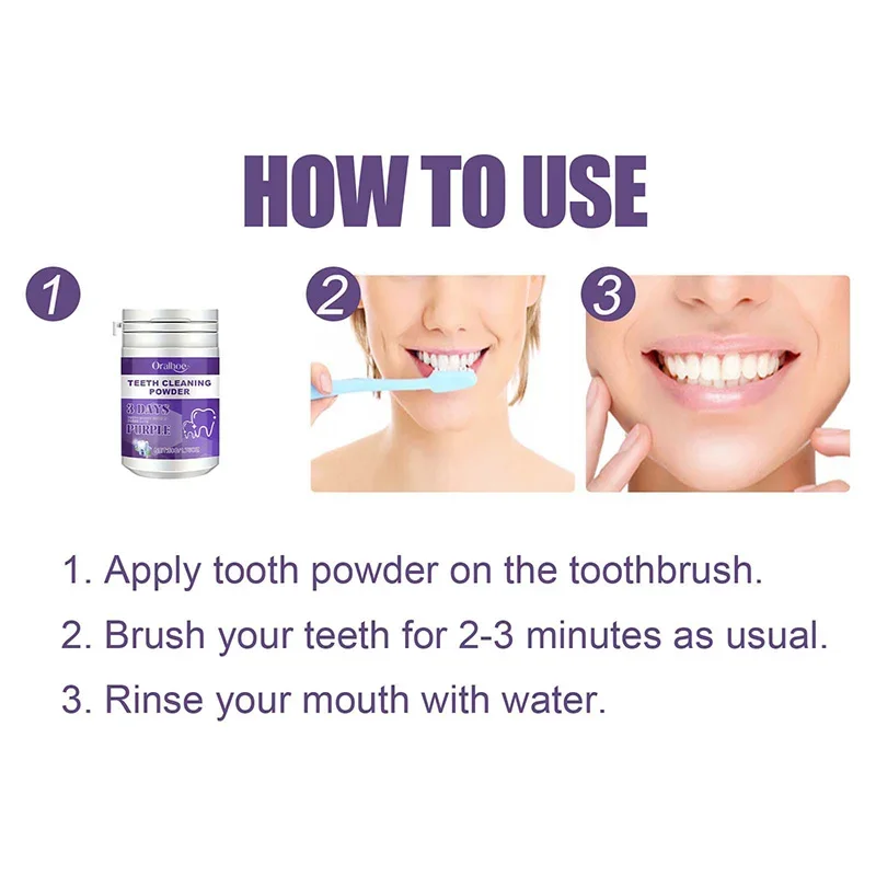 Teeth whitening tooth powder effective remove plaque stains dental calculus fresh bad breath oral hygiene care product